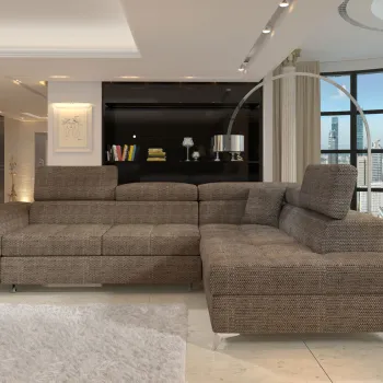 Coltar extensibil stanga 4 locuri ELTAP, ERI-30, Eridano, 275x202x88 cm, lemn/poliester, bej inchis imagine