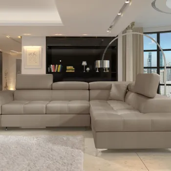 Coltar extensibil stanga 4 locuri ELTAP, ERI-34, Eridano, 275x202x88 cm, lemn/poliester, maro deschis imagine