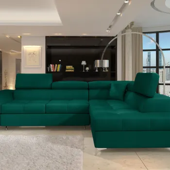 Coltar extensibil stanga 4 locuri ELTAP, ERI-36, Eridano, 275x202x88 cm, lemn/poliester, verde inchis imagine