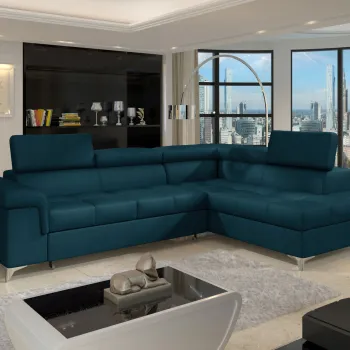 Coltar extensibil stanga 4 locuri ELTAP, ERI-38, Eridano, 275x202x88 cm, lemn/poliester, albastru imagine