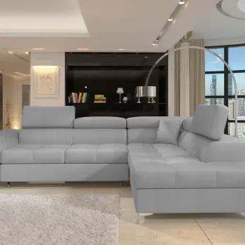 Coltar extensibil stanga 4 locuri ELTAP, ERI-39, Eridano, 275x202x88 cm, lemn/poliester, gri deschis imagine