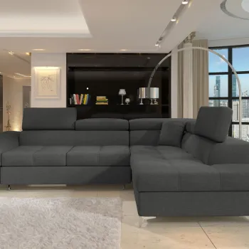 Coltar extensibil stanga 4 locuri ELTAP, ERI-41, Eridano, 275x202x88 cm, lemn/poliester, gri inchis imagine