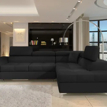 Coltar extensibil stanga 4 locuri ELTAP, ERI-42, Eridano, 275x202x88 cm, lemn/poliester, negru imagine