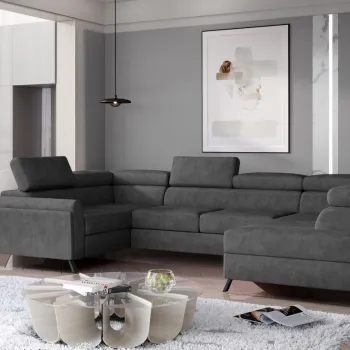 Coltar extensibil stanga 4 locuri ELTAP, Esc-03, Escada, 336x200x92 cm, lemn/poliester, gri inchis imagine