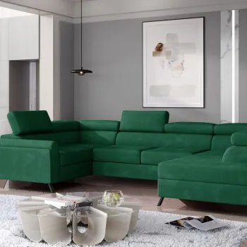Coltar extensibil stanga 4 locuri ELTAP, Esc-07, Escada, 336x200x92 cm, lemn/poliester, verde inchis imagine