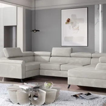 Coltar extensibil stanga 4 locuri ELTAP, Esc-13, Escada, 336x200x92 cm, lemn/poliester, bej deschis imagine