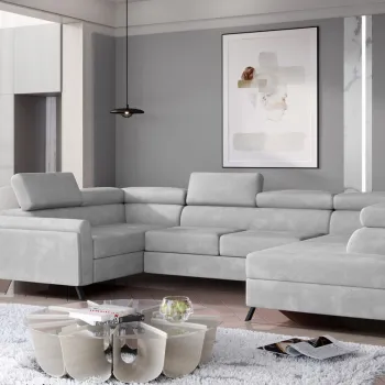 Coltar extensibil stanga 4 locuri ELTAP, Esc-14, Escada, 336x200x92 cm, lemn/poliester, gri deschis imagine