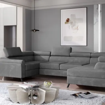 Coltar extensibil stanga 4 locuri ELTAP, Esc-15, Escada, 336x200x92 cm, lemn/poliester, gri inchis imagine