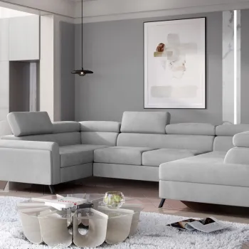 Coltar extensibil stanga 4 locuri ELTAP, Esc-21, Escada, 336x200x92 cm, lemn/poliester, gri deschis imagine