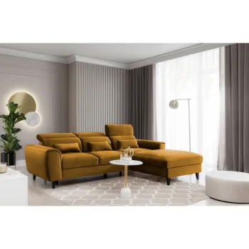 Coltar extensibil stanga 4 locuri ELTAP, Foble, 267x196x100 cm, lemn/poliester, mustar imagine