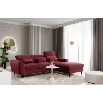 Coltar extensibil stanga 4 locuri ELTAP, Foble, 267x196x100 cm, lemn/poliester, rosu imagine