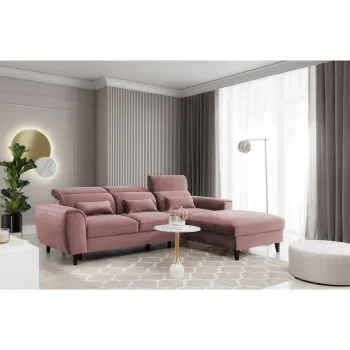 Coltar extensibil stanga 4 locuri ELTAP, Foble, 267x196x100 cm, lemn/poliester, roz imagine