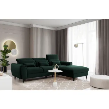Coltar extensibil stanga 4 locuri ELTAP, Foble, 267x196x100 cm, lemn/poliester, verde inchis imagine