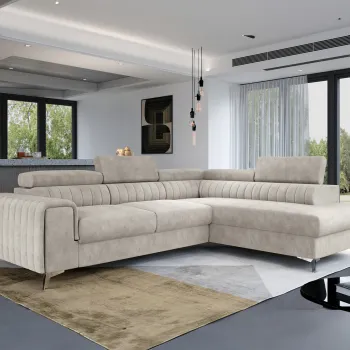 Coltar extensibil stanga 4 locuri, ELTAP, Lau-03, Laurence, 278x205x92 cm, lemn/poliester, bej inchis imagine