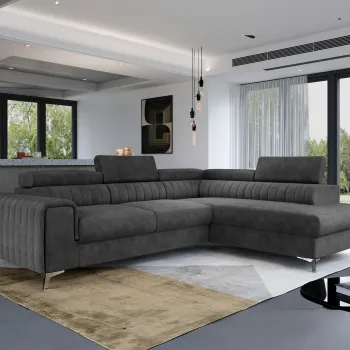 Coltar extensibil stanga 4 locuri, ELTAP, Lau-05, Laurence, 278x205x92 cm, lemn/poliester, graphite deschis imagine