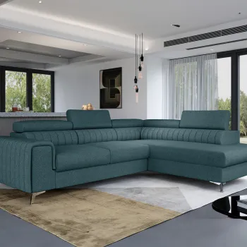 Coltar extensibil stanga 4 locuri, ELTAP, Lau-06, Laurence, 278x205x92 cm, lemn/poliester, albastru imagine
