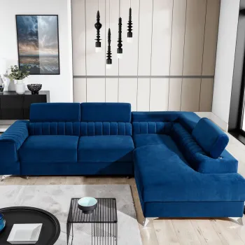 Coltar extensibil stanga 4 locuri, ELTAP, Lau-09, Laurence, 278x205x92 cm, lemn/poliester, bleumarin imagine