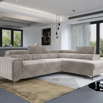 Coltar extensibil stanga 4 locuri, ELTAP, Lau-16, Laurence, 278x205x92 cm, lemn/poliester, bej deschis imagine