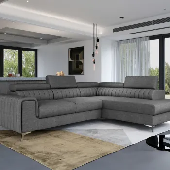 Coltar extensibil stanga 4 locuri, ELTAP, Lau-19, Laurence, 278x205x92 cm, lemn/poliester, gri inchis imagine