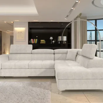 Coltar extensibil stanga 4 locuri ELTAP, LT-01AMO, Eridano, 275x202x88 cm, lemn/poliester, bej deschis imagine