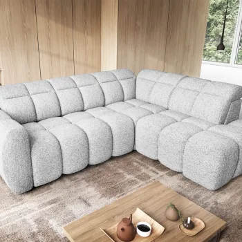 Coltar extensibil stanga 4 locuri ELTAP, LT-01COR, Falconn, 258x208x107 cm, lemn/poliester, gri deschis imagine