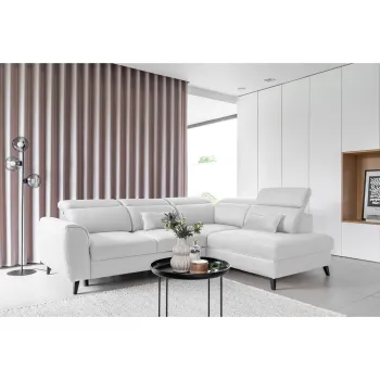 Coltar extensibil stanga 4 locuri ELTAP, LT-01SAV, Noble, 255x201x100 cm, lemn/poliester, alb imagine