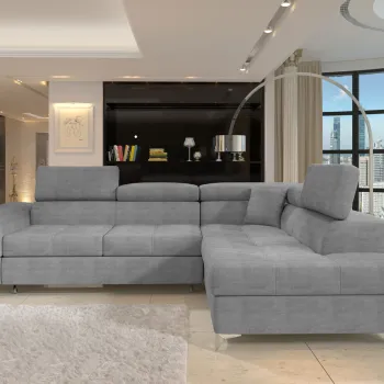 Coltar extensibil stanga 4 locuri ELTAP, LT-03MAN, Eridano, 275x202x88 cm, lemn/poliester, gri deschis imagine