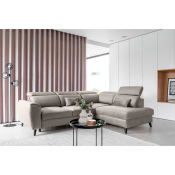 Coltar extensibil stanga 4 locuri ELTAP, LT-04LO, Noble, 255x201x100 cm, lemn/poliester, gri imagine