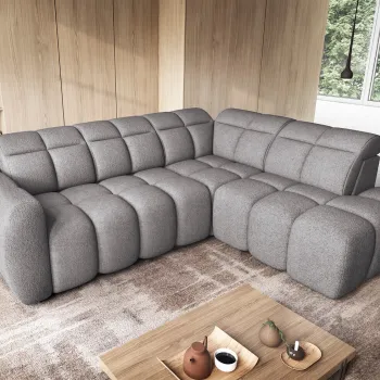 Coltar extensibil stanga 4 locuri ELTAP, LT-04PAO, Falconn, 258x208x107 cm, lemn/poliester, gri inchis imagine