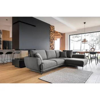 Coltar extensibil stanga 4 locuri ELTAP, LT-05RO, Larde, 286x191x90 cm, lemn/poliester, gri inchis imagine