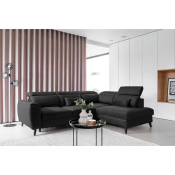 Coltar extensibil stanga 4 locuri ELTAP, LT-06NU, Noble, 255x201x100 cm, lemn/poliester, gri inchis imagine