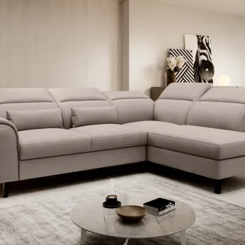 Coltar extensibil stanga 4 locuri ELTAP, LT-07PO, Noble, 255x201x100 cm, lemn/poliester, bej imagine