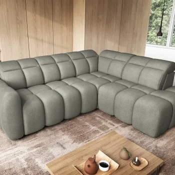 Coltar extensibil stanga 4 locuri ELTAP, LT-100XIL, Falconn, 258x208x107 cm, lemn/poliester, verde imagine