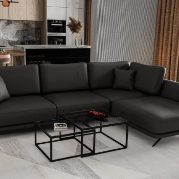 Coltar extensibil stanga 4 locuri ELTAP, LT-11SOF, Larde, 286x191x90 cm, lemn/poliester, negru imagine