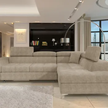 Coltar extensibil stanga 4 locuri ELTAP, LT-18AMO, Eridano, 275x202x88 cm, lemn/poliester, bej imagine