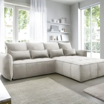 Coltar extensibil stanga 4 locuri ELTAP, LT-18MAN, Campo, 265x196x88 cm, lemn/poliester, bej imagine