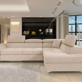 Coltar extensibil stanga 4 locuri ELTAP, LT-18RAQ, Eridano, 275x202x88 cm, lemn/poliester, bej deschis imagine