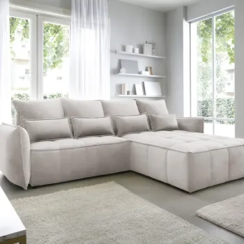 Coltar extensibil stanga 4 locuri ELTAP, LT-18REL, Campo, 265x196x88 cm, lemn/poliester, bej deschis imagine