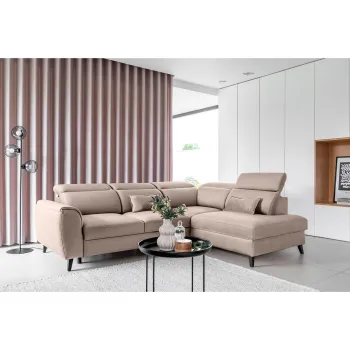 Coltar extensibil stanga 4 locuri ELTAP, LT-18SO, Noble, 255x201x100 cm, lemn/poliester, bej imagine