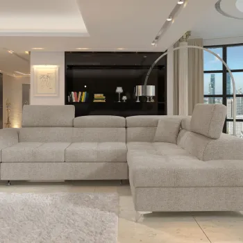 Coltar extensibil stanga 4 locuri ELTAP, LT-18TOU, Eridano, 275x202x88 cm, lemn/poliester, bej inchis imagine