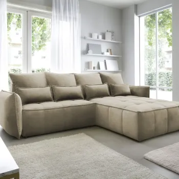 Coltar extensibil stanga 4 locuri ELTAP, LT-20NU, Campo, 265x196x88 cm, lemn/poliester, maro deschis imagine