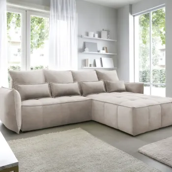 Coltar extensibil stanga 4 locuri ELTAP, LT-20REL, Campo, 265x196x88 cm, lemn/poliester, bej deschis imagine