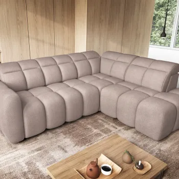 Coltar extensibil stanga 4 locuri ELTAP, LT-20XIL, Falconn, 258x208x107 cm, lemn/poliester, maro deschis imagine