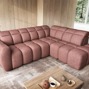 Coltar extensibil stanga 4 locuri ELTAP, LT-24PAO, Falconn, 258x208x107 cm, lemn/poliester, roz inchis imagine