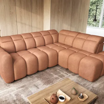 Coltar extensibil stanga 4 locuri ELTAP, LT-24XIL, Falconn, 258x208x107 cm, lemn/poliester, portocaliu imagine