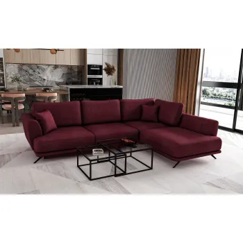 Coltar extensibil stanga 4 locuri ELTAP, LT-25VE, Larde, 286x191x90 cm, lemn/poliester, violet inchis imagine