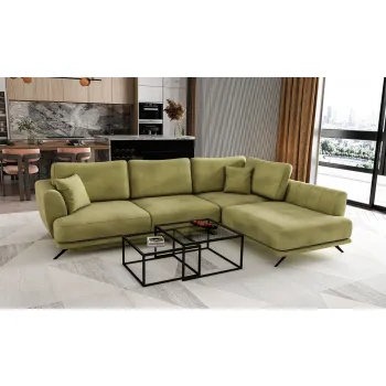 Coltar extensibil stanga 4 locuri ELTAP, LT-33LO, Larde, 286x191x90 cm, lemn/poliester, verde imagine