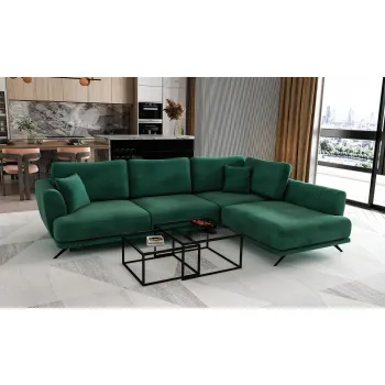 Coltar extensibil stanga 4 locuri ELTAP, LT-35LO, Larde, 286x191x90 cm, lemn/poliester, verde inchis imagine