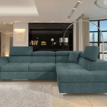 Coltar extensibil stanga 4 locuri ELTAP, LT-38MAN, Eridano, 275x202x88 cm, lemn/poliester, verde imagine