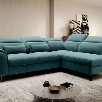 Coltar extensibil stanga 4 locuri ELTAP, LT-38VE, Noble, 255x201x100 cm, lemn/poliester, verde imagine